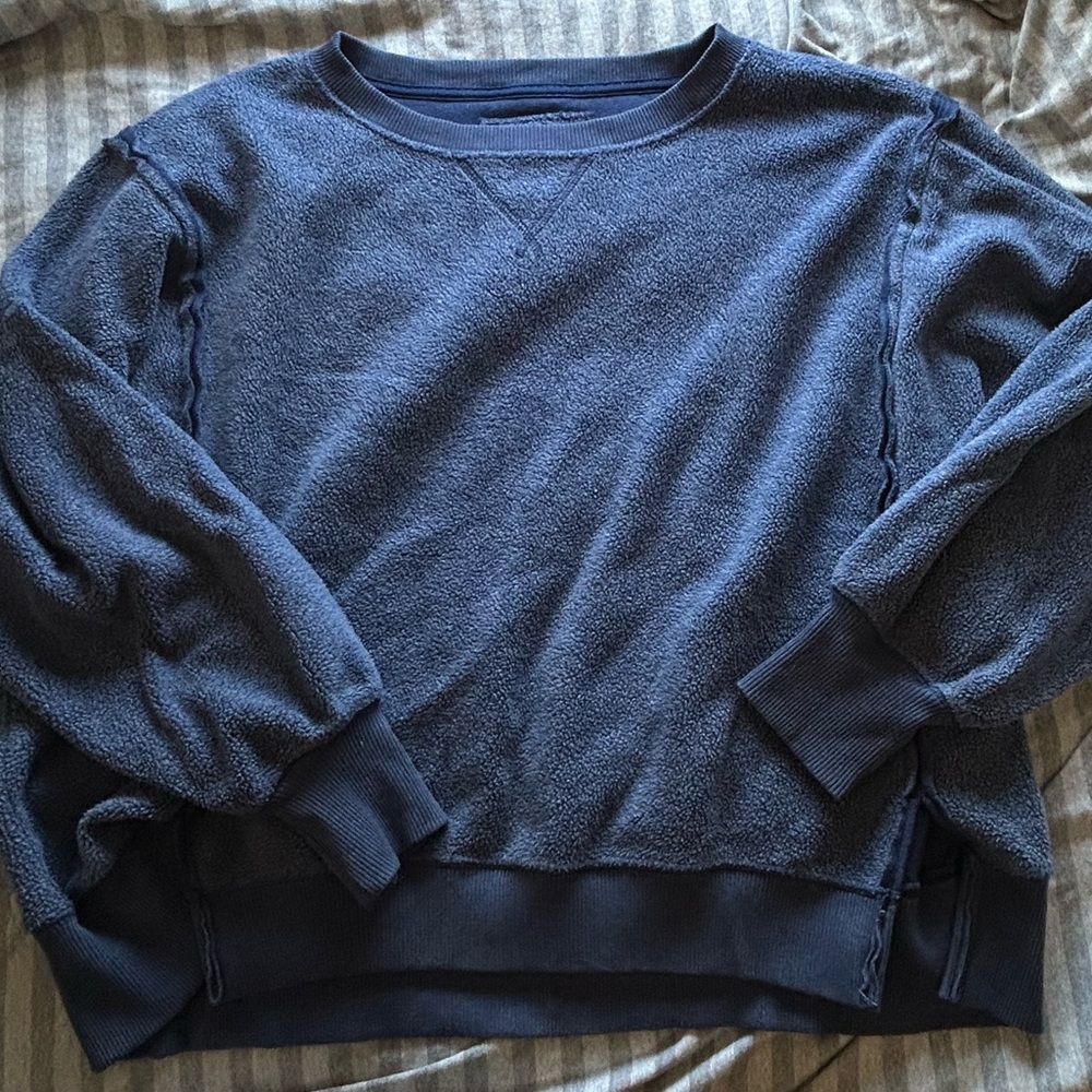 American Eagle Outfitters Textured Navy Crewneck Sweater